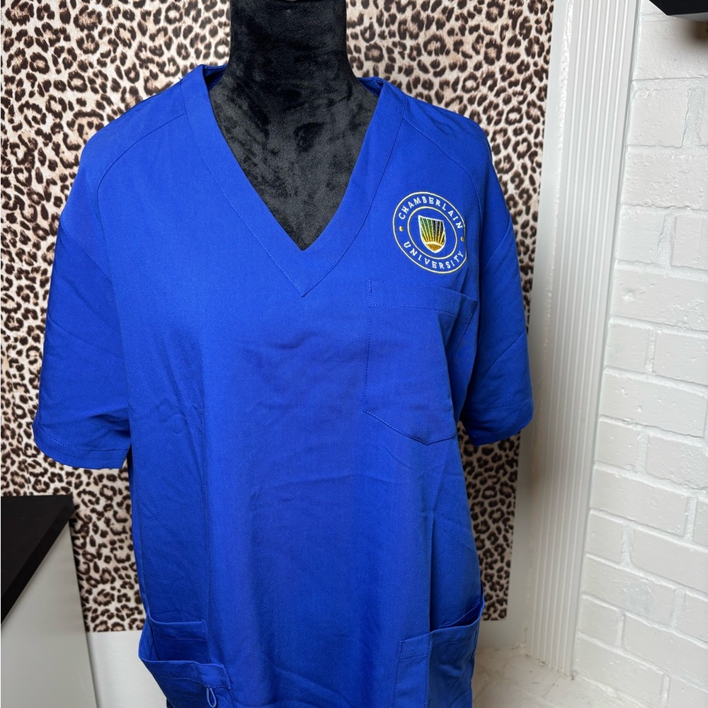 Blue V-Neck Scrub Top